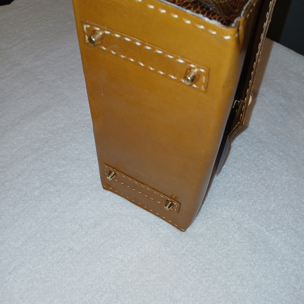 Kasanova 25 Women's Mango And Snake Skin Leather Handbag - Picture 5 of 8